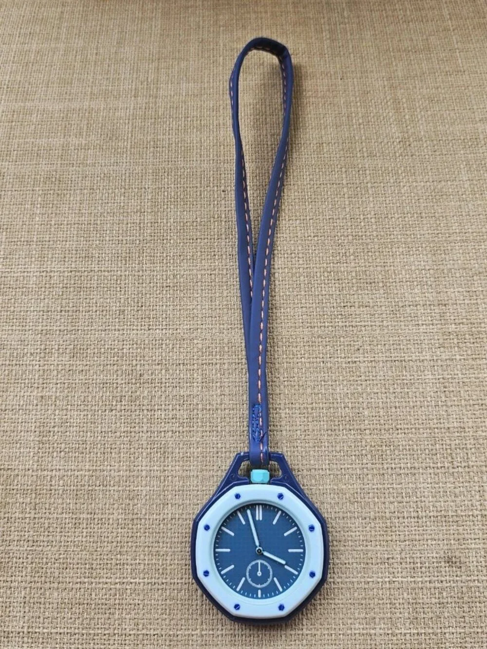 Pocket Watch Fashion Hand Watch Blue/White Tone Sport Analog Watch W/ Box